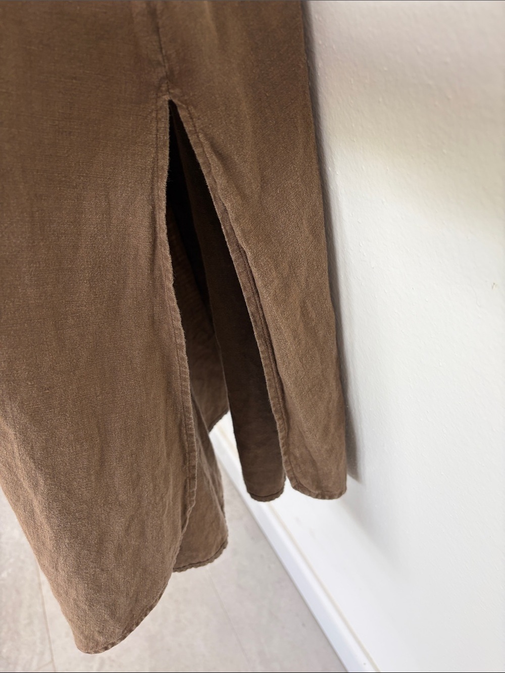 Eileen Fisher Brown Sleeveless Linen Maxi Dress - Picture 4 of 7